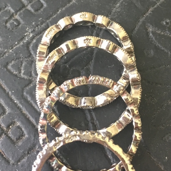 Vintage Silver & Genuine Crystal Stack Rings - Picture 3 of 5